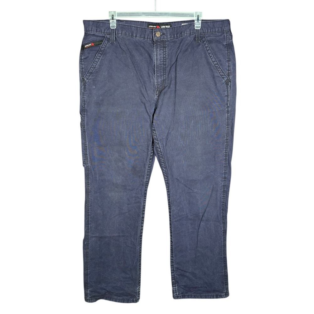 Ariat FR Pants Mens 42x32 Blue M4 Low Rise Boot Cut CAT 2 Carpenter Work